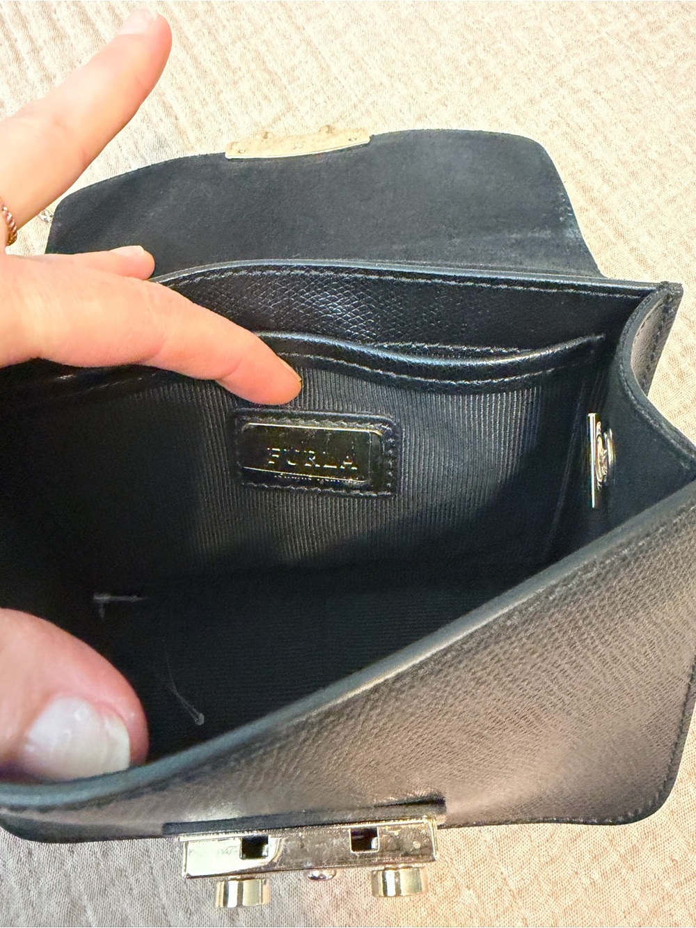 Furla Black Leather Mini Crossbody with Gold Hardware - Picture 5 of 8
